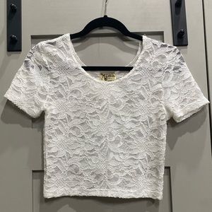 Show Me Your Mumu White Lace Crop Top
